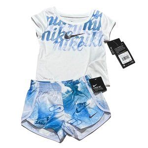 Nike SET Blue white shorts t-shirt Dri-Fit 18m NWT swoosh Summer Daze Sprinter